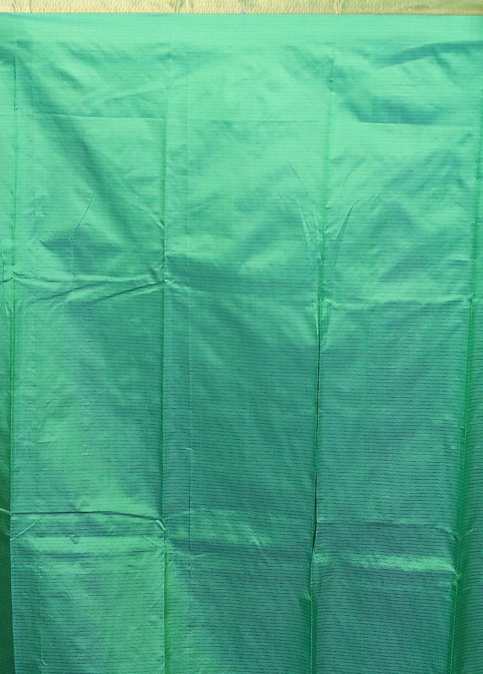 Green Kanjivaram Silk Saree With Blouse Piece - Image 5