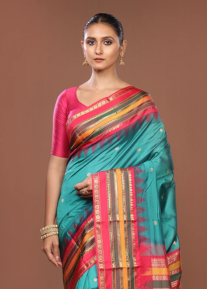Green Kanjivaram Silk Saree With Blouse Piece