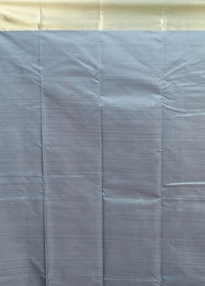Blue Kanjivaram Silk Saree With Blouse Piece - Image 5