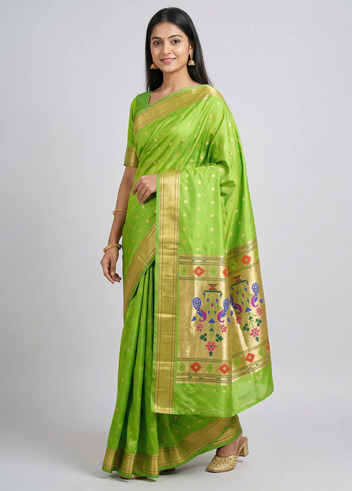 Green Kanjivaram Silk Saree With Blouse Piece