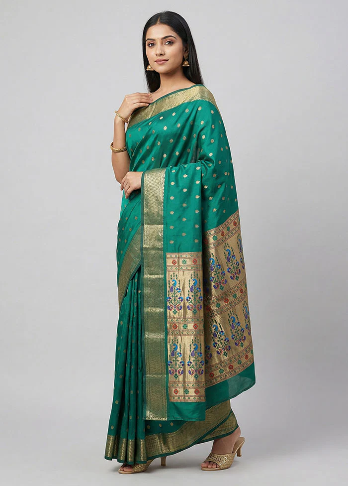 Green Kanjivaram Silk Saree With Blouse Piece