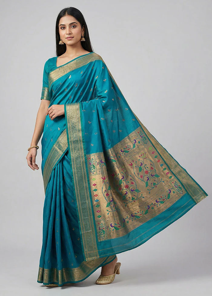 Green Kanjivaram Silk Saree With Blouse Piece