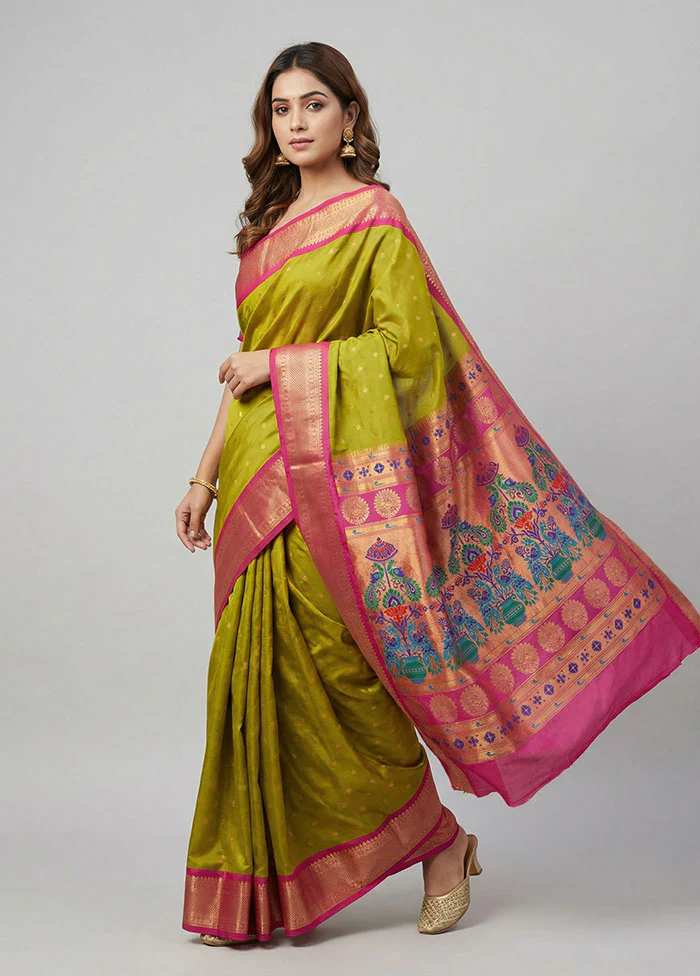 Green Kanjivaram Silk Saree With Blouse Piece