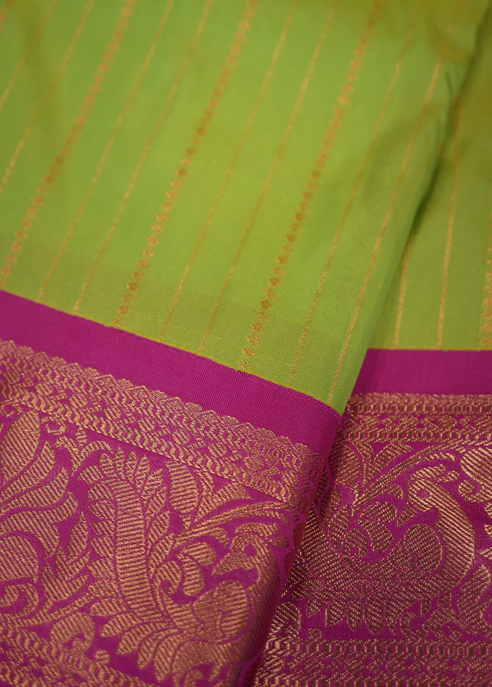 Green Kanjivaram Silk Saree With Blouse Piece - Image 2
