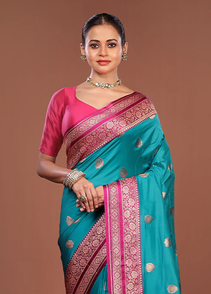 Green Katan Silk Saree With Blouse Piece