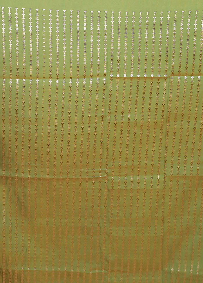 Green Katan Silk Saree With Blouse Piece - Image 5