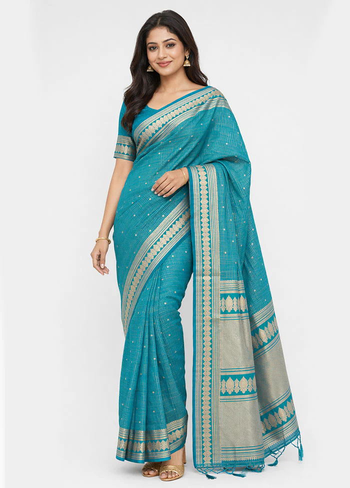 Green Katan Silk Saree With Blouse Piece