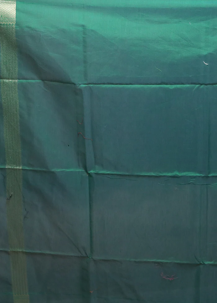 Green Kora Silk Saree With Blouse Piece - Image 5