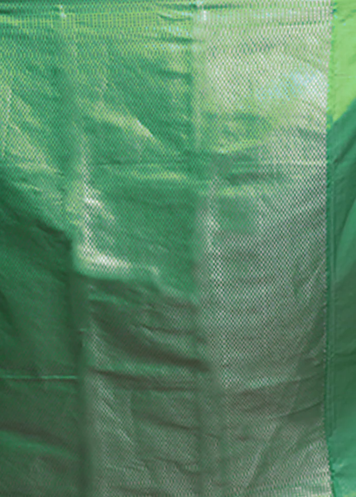 Green Kora Silk Saree With Blouse Piece - Image 5