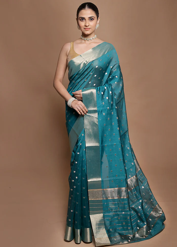 Green Kora Silk Saree With Blouse Piece