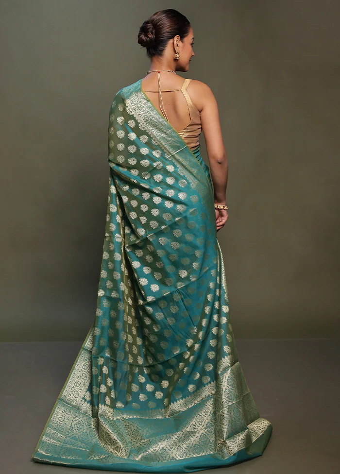 Green Kora Silk Saree With Blouse Piece - Image 3
