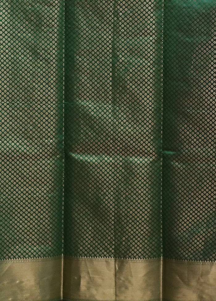 Green Kora Silk Saree With Blouse Piece - Image 5