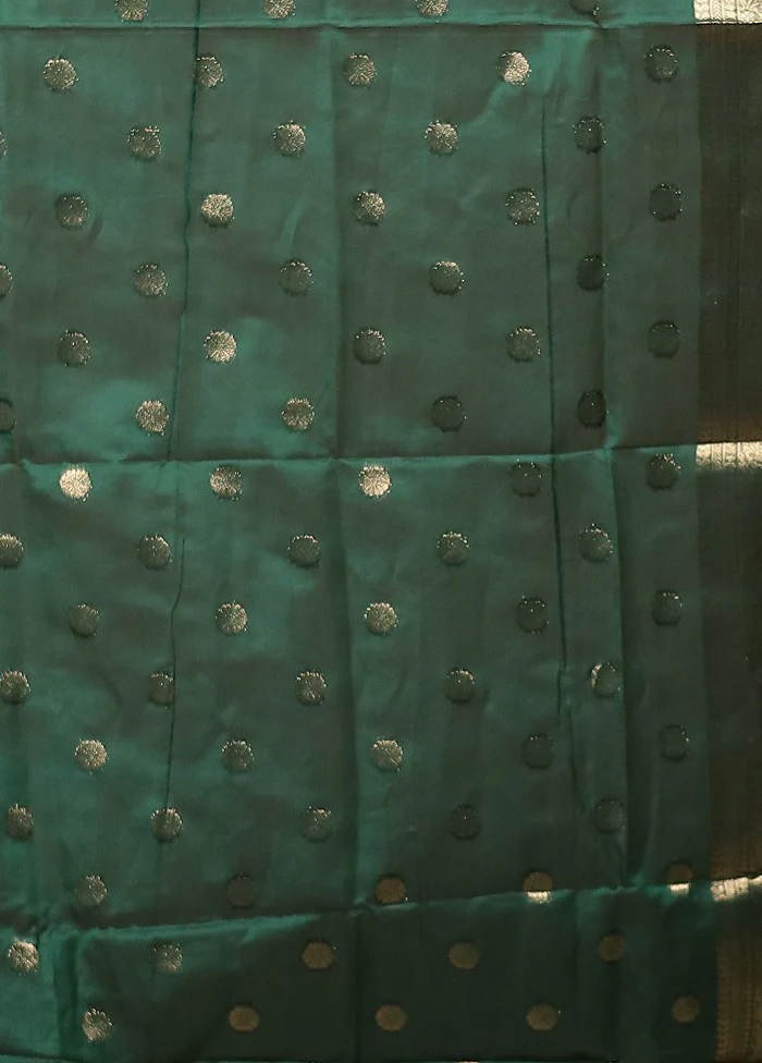 Green Kora Silk Saree With Blouse Piece - Image 5