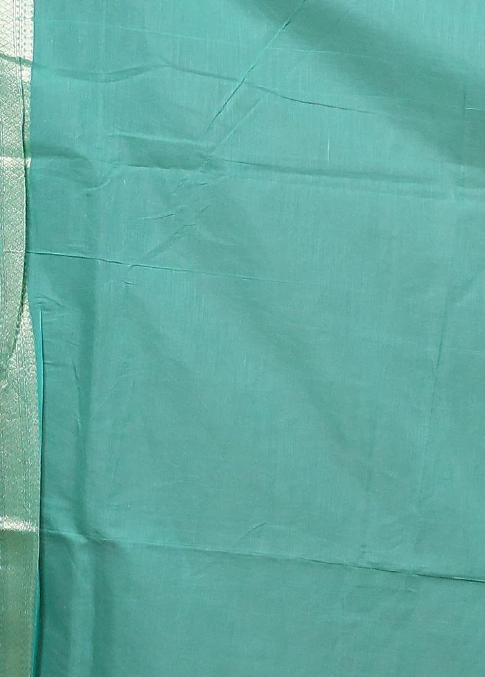 Green Kora Silk Saree With Blouse Piece - Image 5