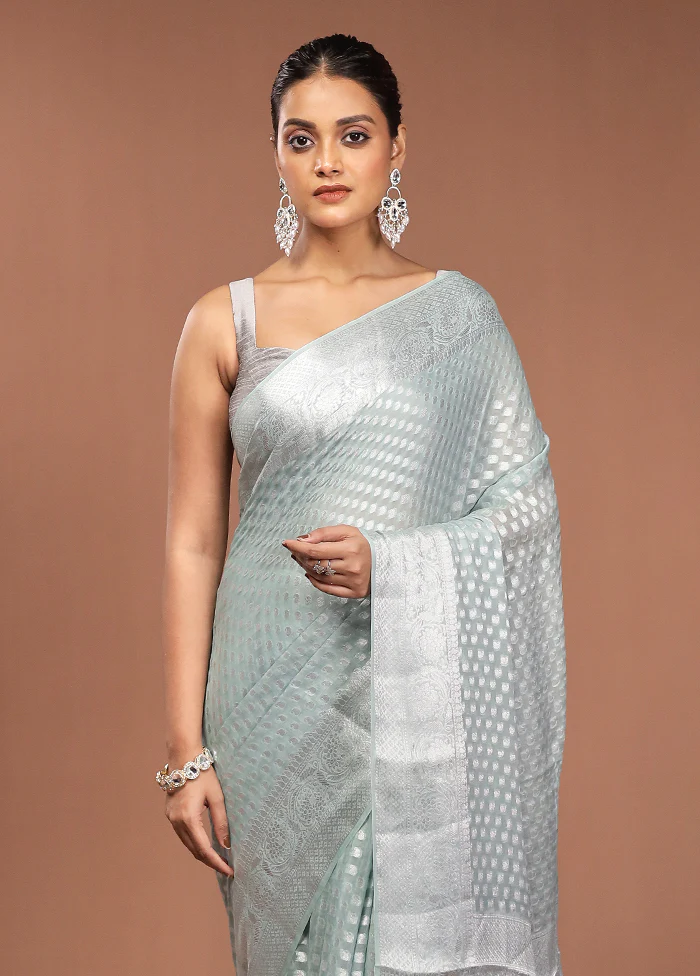 Green Kora Silk Saree With Blouse Piece