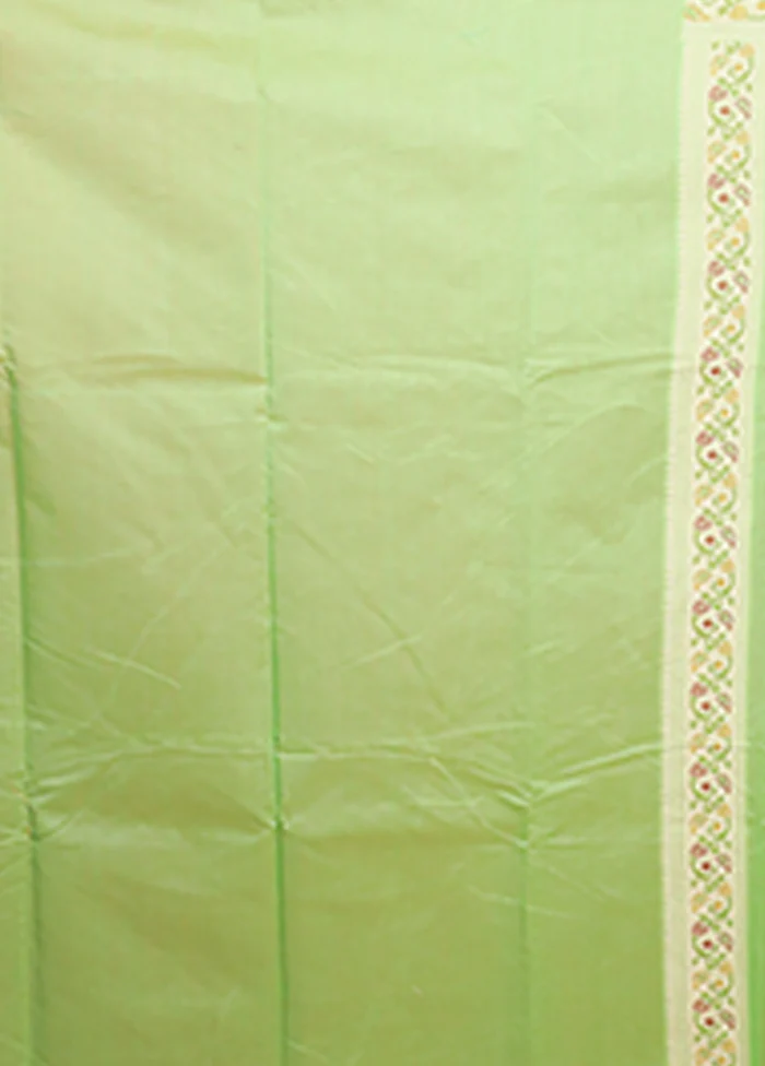 Green Kora Silk Saree With Blouse Piece - Image 5