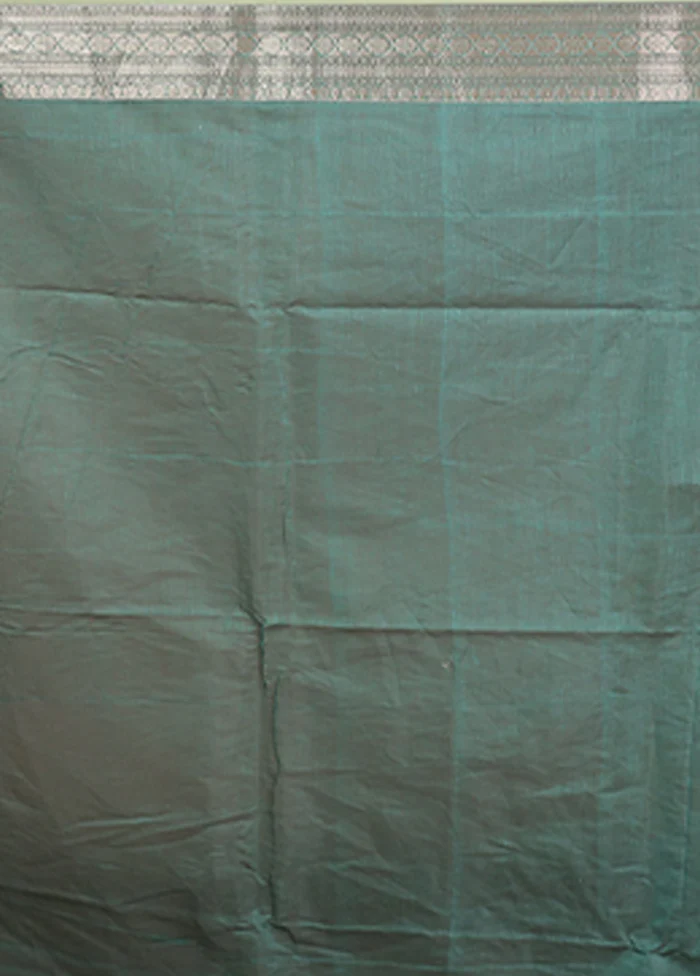 Green Kora Silk Saree With Blouse Piece - Image 5