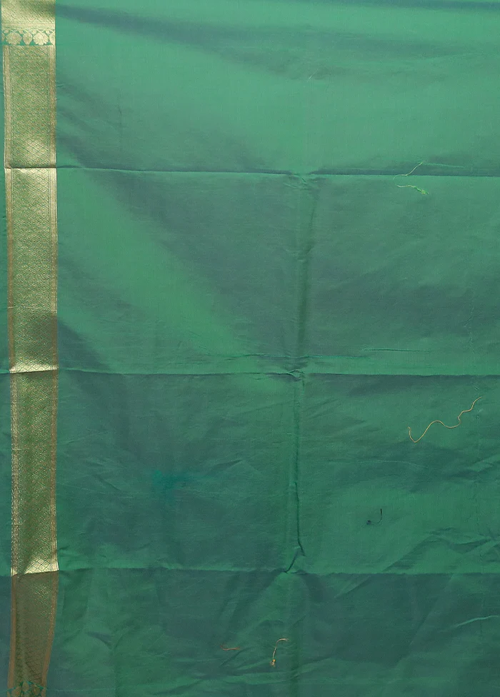 Green Kora Silk Saree With Blouse Piece - Image 5