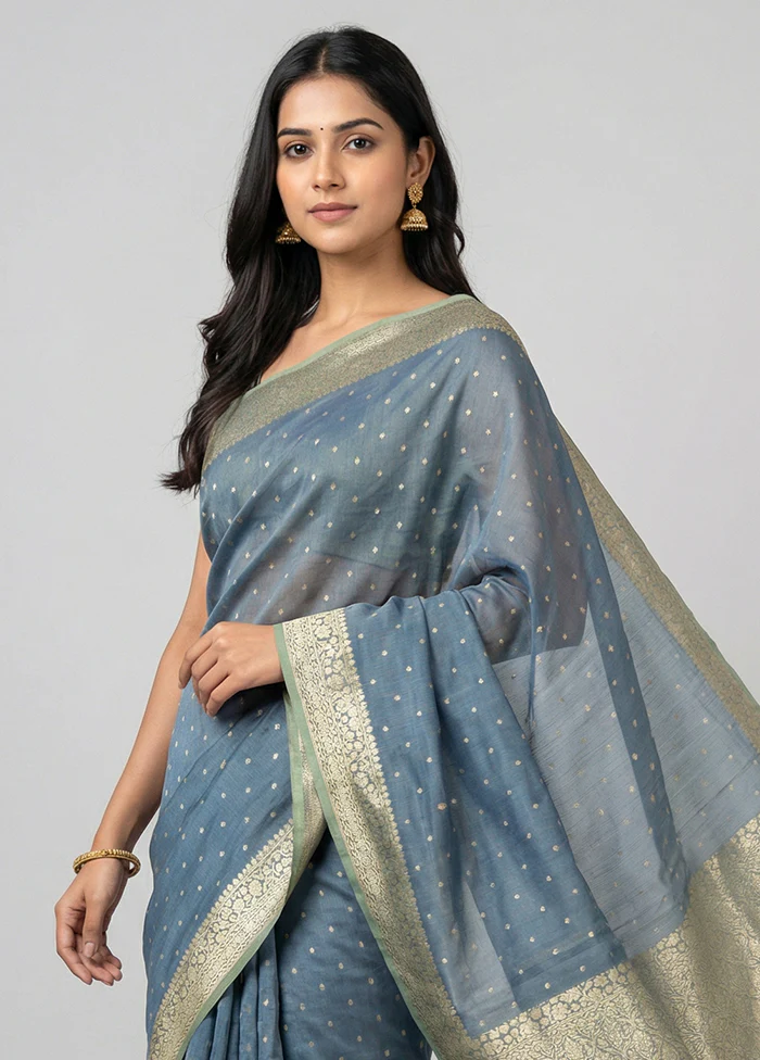 Green Kora Silk Saree With Blouse Piece - Image 2