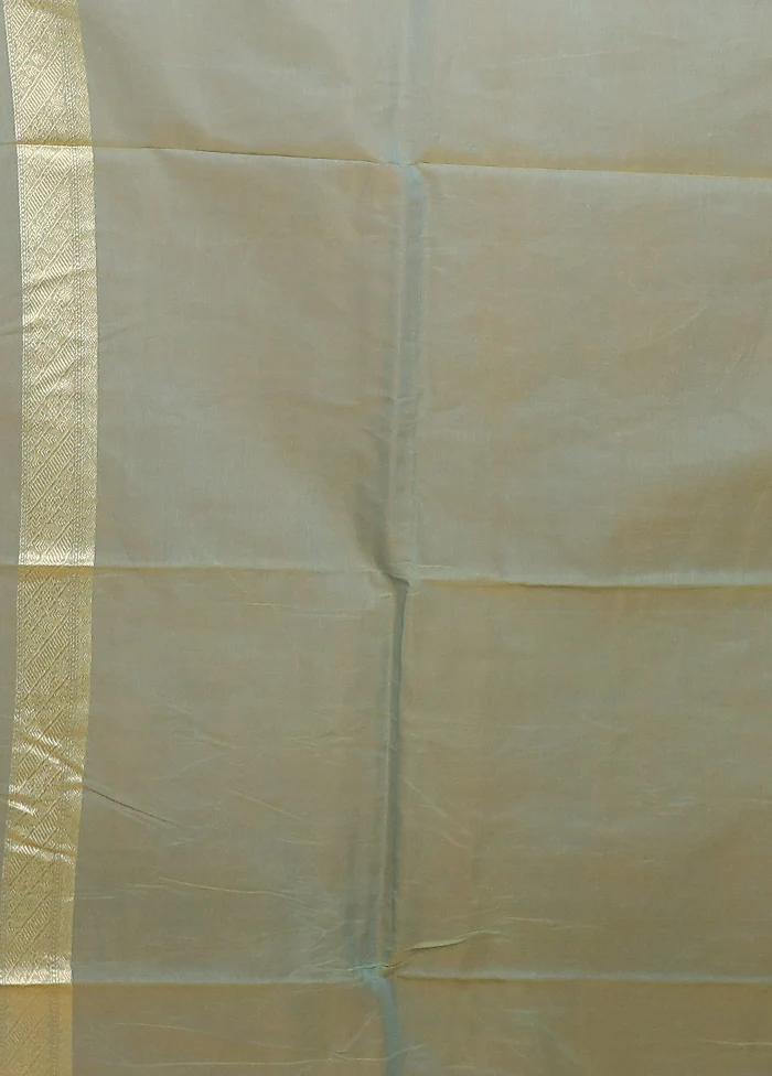 Green Kora Silk Saree With Blouse Piece - Image 5