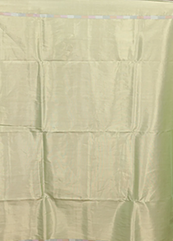 Green Kora Silk Saree With Blouse Piece - Image 5