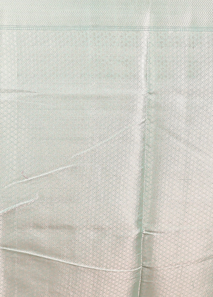 Blue Kora Silk Saree With Blouse Piece - Image 5