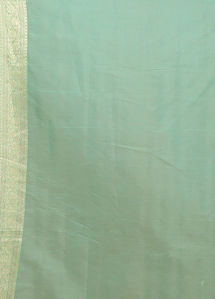 Green Kora Silk Saree With Blouse Piece - Image 5