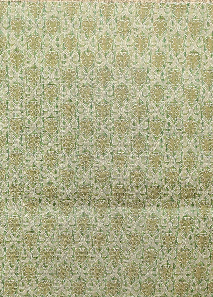Green Kota Cotton Saree With Blouse Piece - Image 5