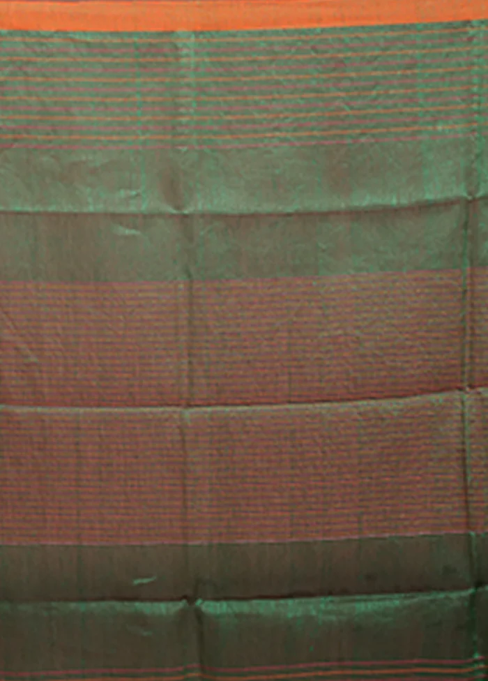 Green Linen Silk Saree With Blouse Piece - Image 5