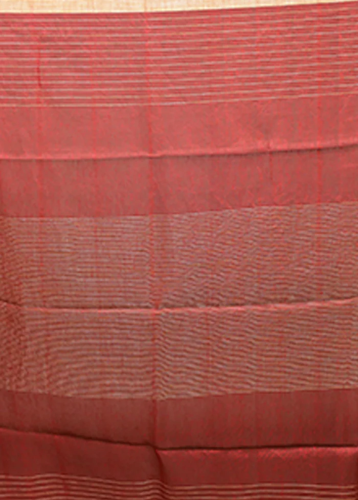 Green Linen Silk Saree With Blouse Piece - Image 5