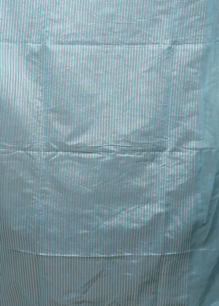 Blue Matka Silk Saree With Blouse Piece - Image 5