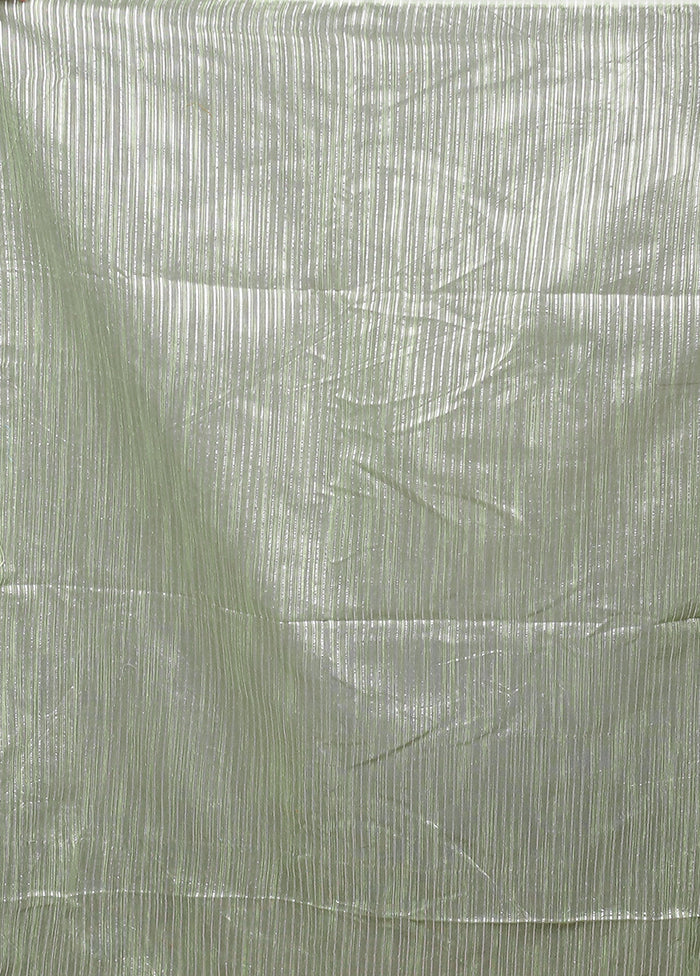 Green Matka Silk Saree With Blouse Piece - Image 5