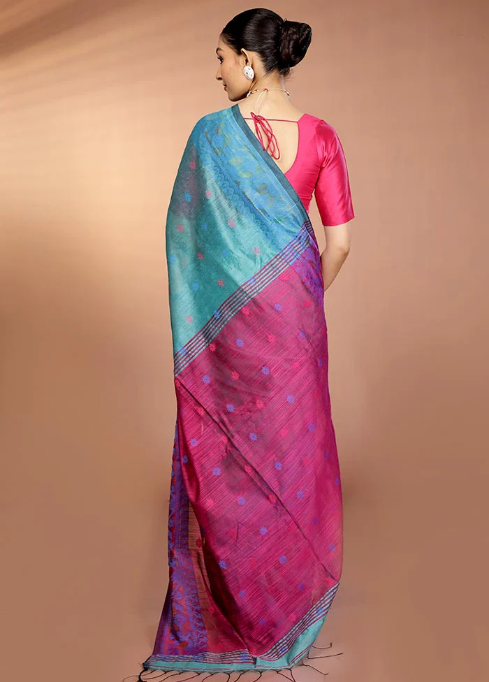 Green Matka Silk Saree With Blouse Piece - Image 3