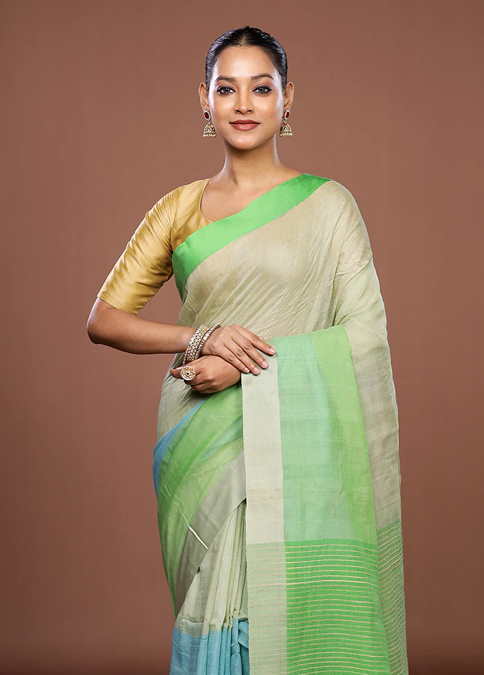 Green Matka Silk Saree With Blouse Piece