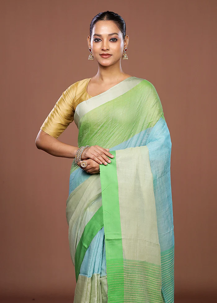 Green Matka Silk Saree With Blouse Piece