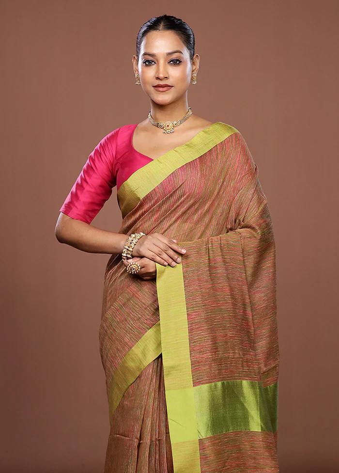 Green Matka Silk Saree With Blouse Piece