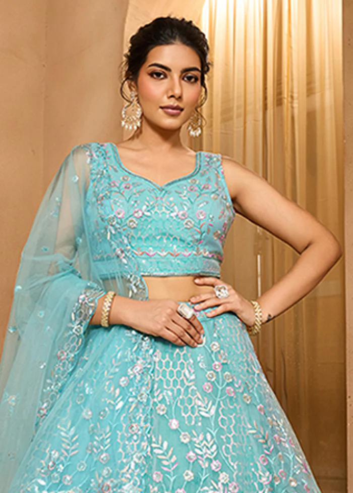 Green Net Lehenga Set - Image 2