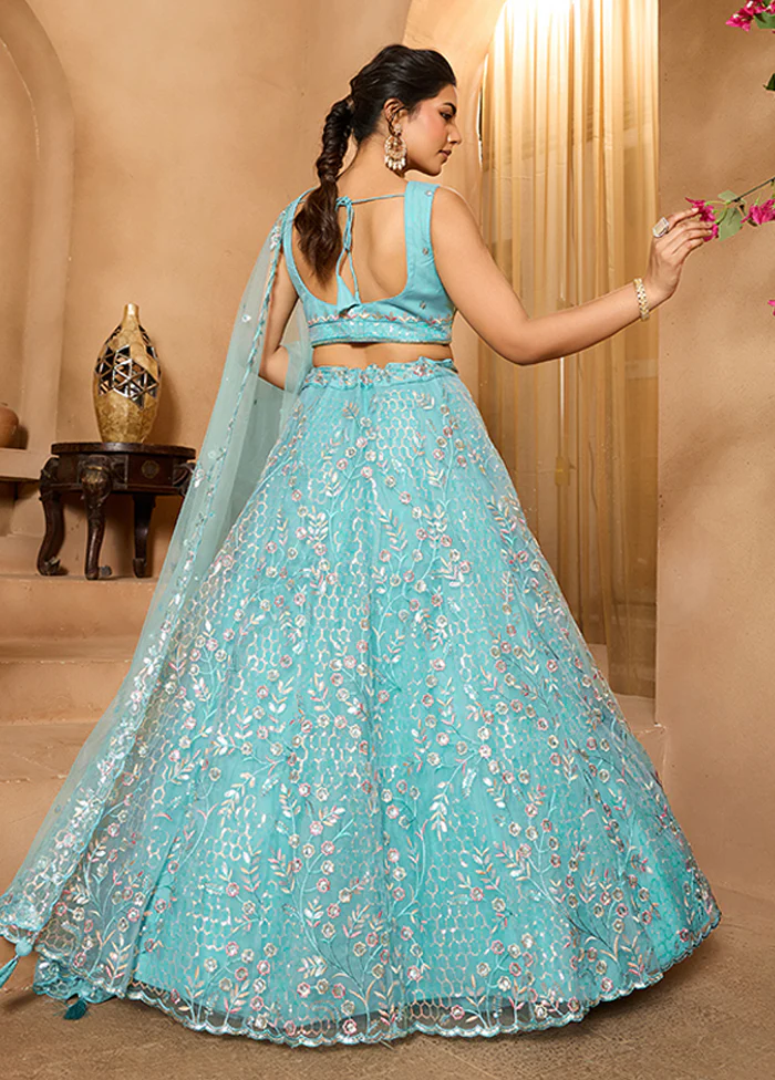 Green Net Lehenga Set - Image 3