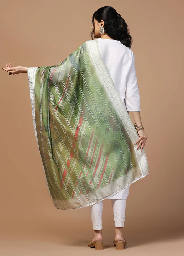 Green Organza Dupatta - Image 2