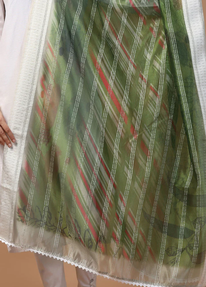 Green Organza Dupatta - Image 3