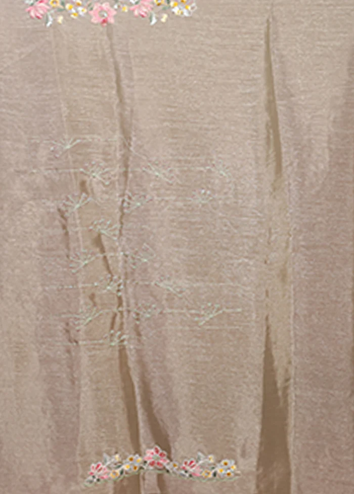 Green Organza Saree With Blouse Piece - Image 5