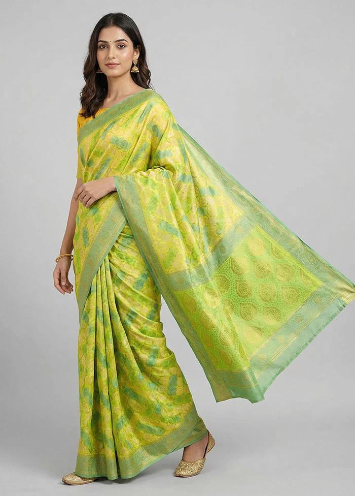 Green Organza Saree With Blouse Piece