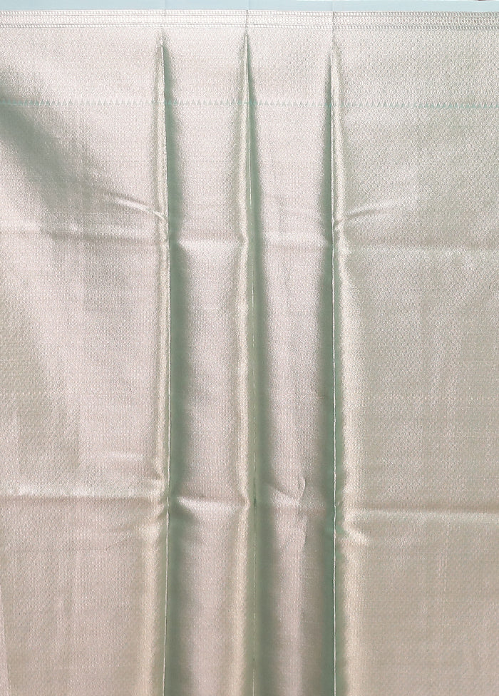 Green Organza Saree With Blouse Piece - Image 5