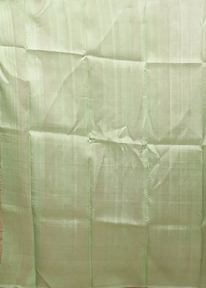 Green Printed Pure Silk Saree Without Blouse Piece - Image 5