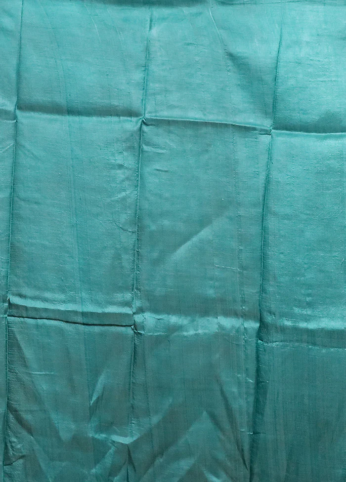 Green Printed Pure Silk Saree Without Blouse Piece - Image 5