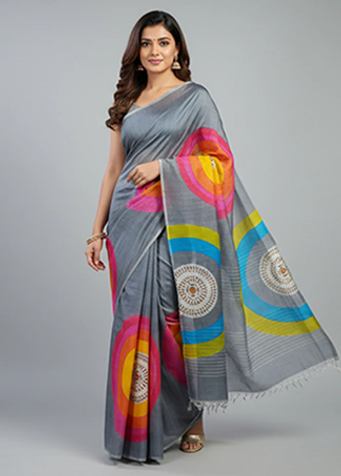 Green Printed Pure Silk Saree Without Blouse Piece