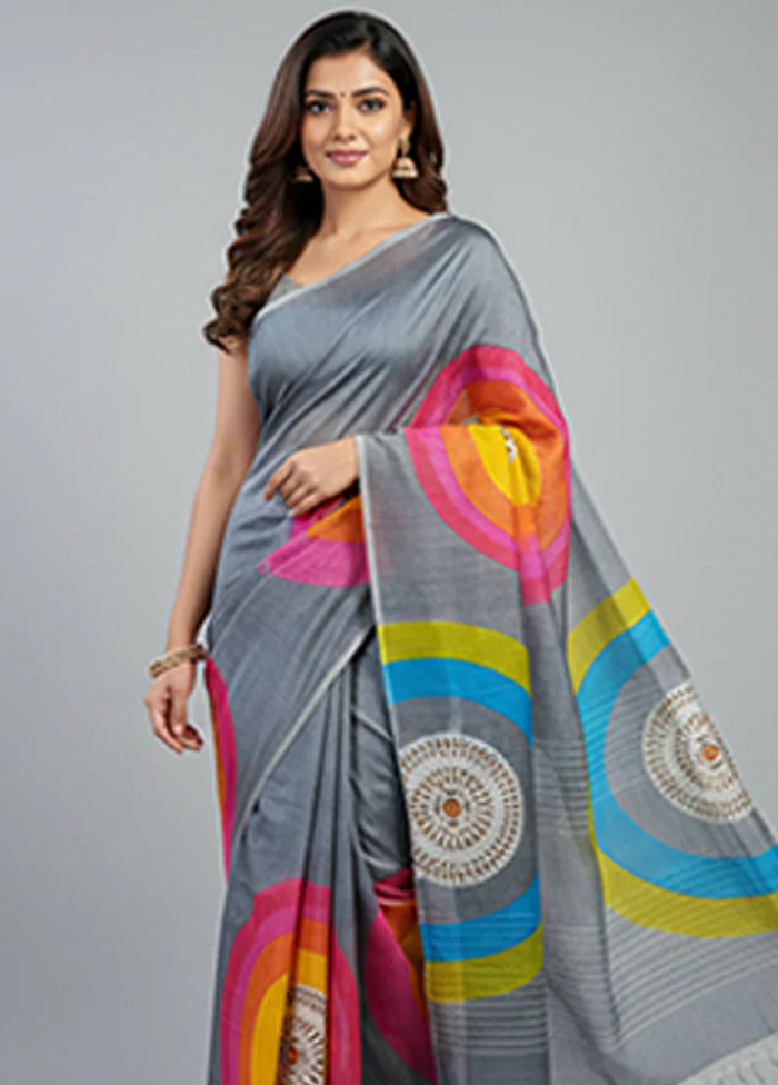 Green Printed Pure Silk Saree Without Blouse Piece - Image 2