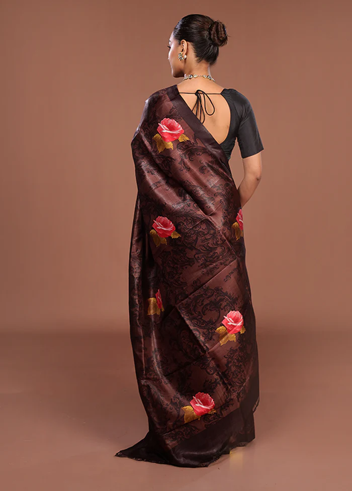 Green Printed Pure Silk Saree Without Blouse Piece - Image 3