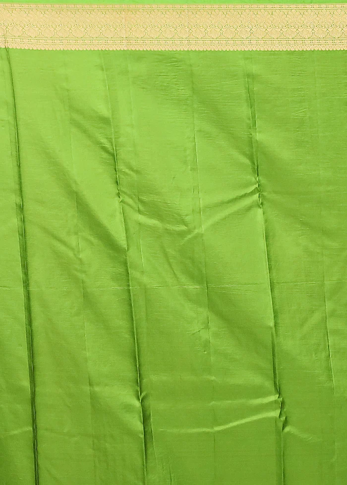 Green Printed Pure Silk Saree Without Blouse Piece - Image 5