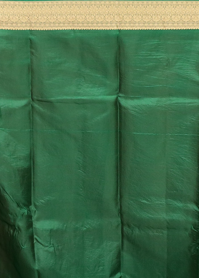 Green Printed Pure Silk Saree Without Blouse Piece - Image 5